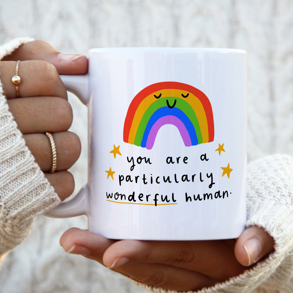 Personalised You Are A Particularly Wonderful Human Mug - Friendship Gift, Thank You Gift, Positivity, Rainbow.jpg