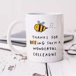 thanks for beeing such a wonderful colleague mug   personalised thank you gift, for work friend, colleague, leaving job