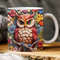 3D Owl and Flower Mug, Owl Flower Mug, Animal Mug Design, Owl Floral Mug PNG, 3D Mug, 11oz,15oz Mug Sublimation Wrap, Digital Download1.jpg