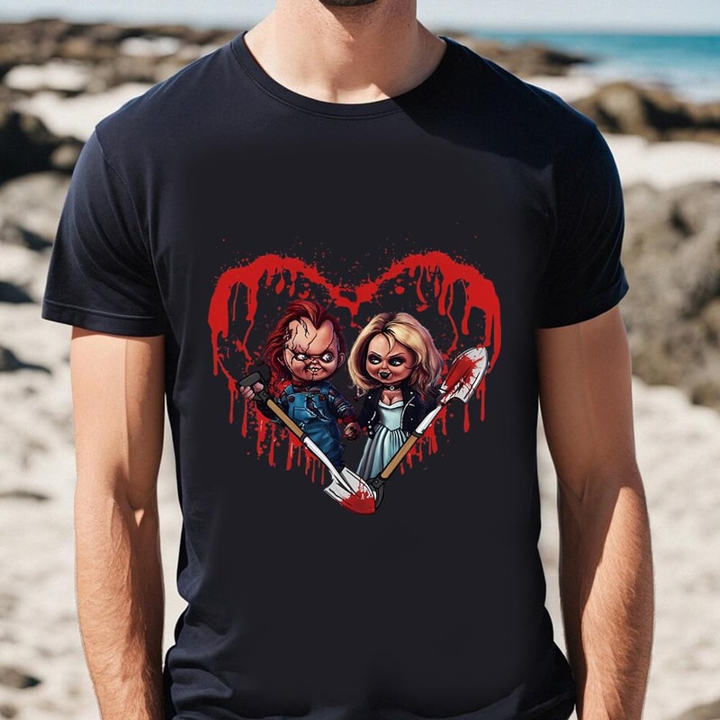 Chucky And Tiffany In Love Wanna Play Valentine T-Shirt.jpg