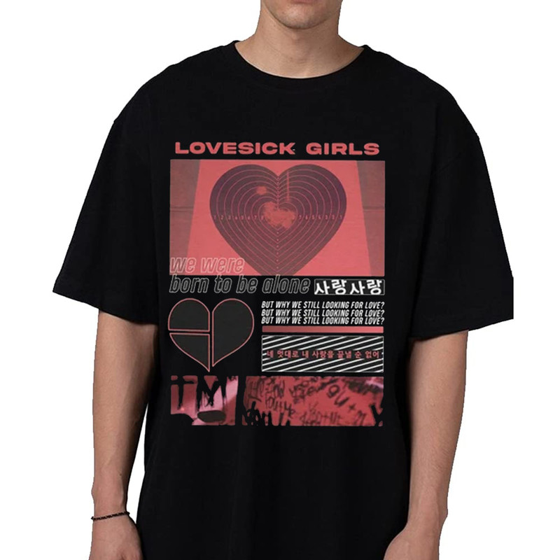 BLACKPINK Lovesick GIRLS Black Unisex Kpop Shirt, Kpop merch, blackpink merch, kpop inspired clothing.jpg