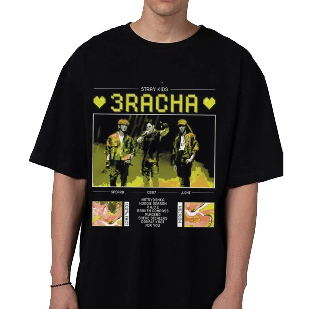 Stray Kids 3RACHA Black Kpop Shirt, Kpop Inspired Clothing, Stray Kids Vintage Shirt, Stray Kids 3RACHA Shirt.jpg