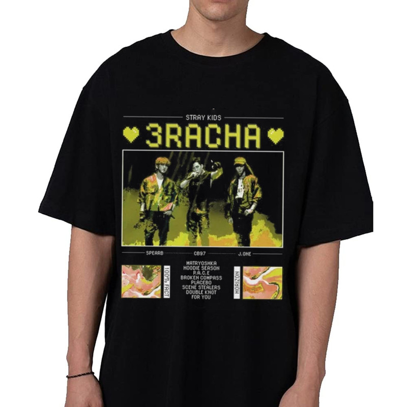Stray Kids 3RACHA Black Kpop Shirt, Kpop Inspired Clothing, Stray Kids Vintage Shirt, Stray Kids 3RACHA Shirt.jpg