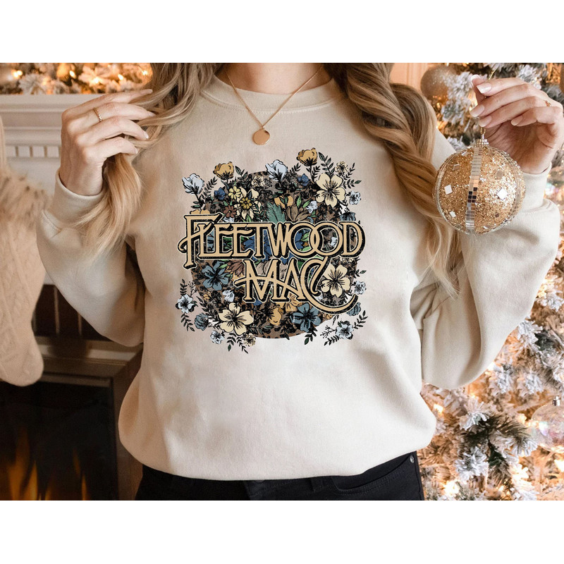 Fleetwood Mac Tshirt,Vintage Floral Retro Band Graphic Tee,Rock Band Sweatshirt,Unisex Music Lover Gifts,Distressed Band Rock and Roll Shirt.jpg