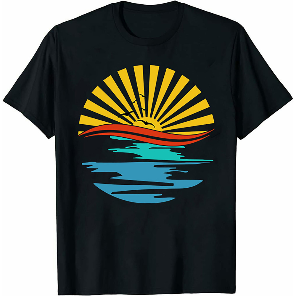 Retro Sunset Rays Wavy Shirt, Vintage Shirt, Retro Sunshine Shirt, Sun Rays Tee, Beachy Vibes Tee, Retro Summer Time , Sunset Tshirt.jpg