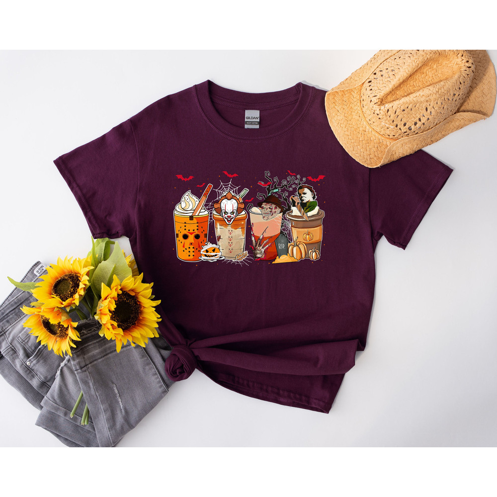 Skeleton Coffee Cups Shirt, Coffee Cups T Shirt, Skull Coffee Cup Shirt, Skeleton Halloween Shirt, Coffee Lover t shirt.jpg