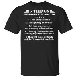 5 things you should know about me grandma t-shirt