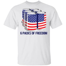 6 packs of freedom 4th of july t-shirt drinking tee