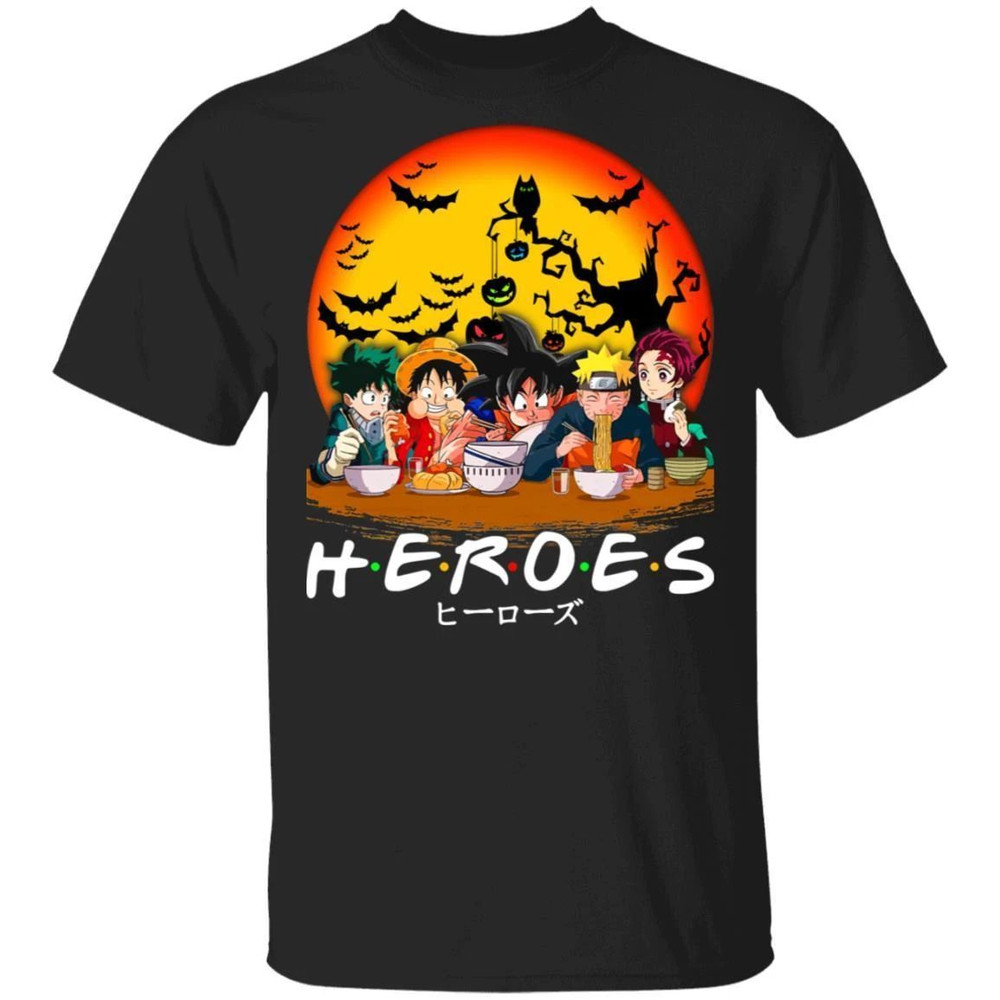 Anime Heroes Halloween Shirt Anime Characters Eating Tee All Day Tee.jpg