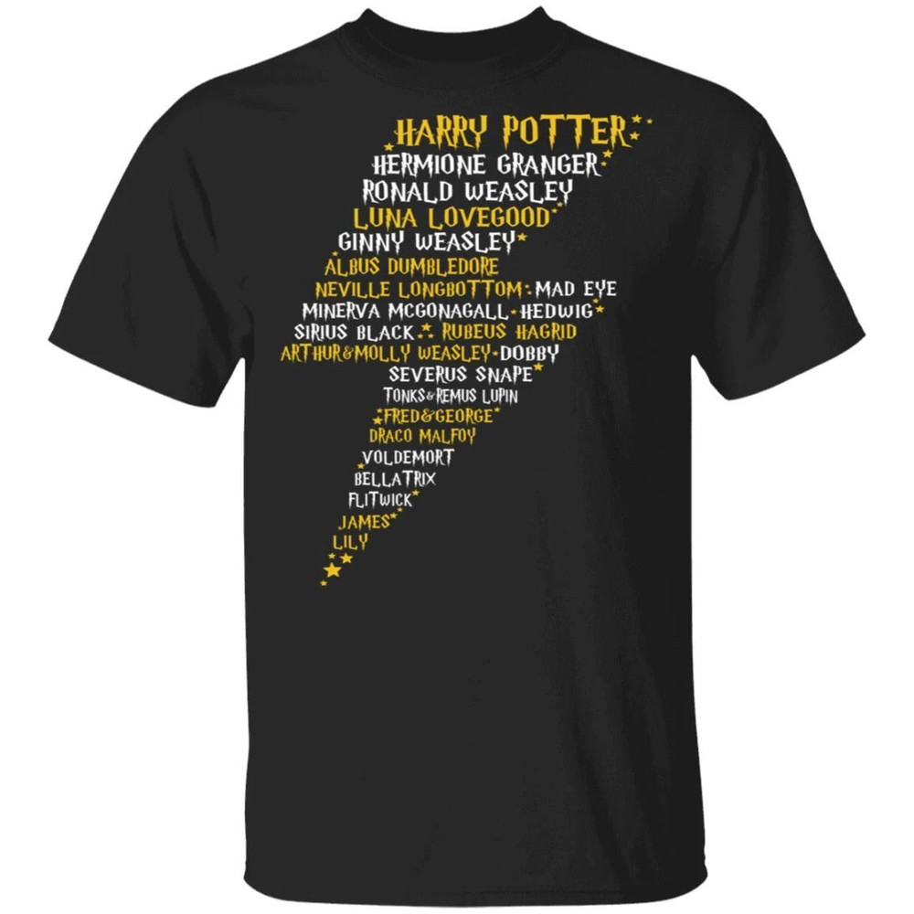 Harry Potter Tee Shirt Characters Names In Lightening Bolt-Shaped Scar All Day Tee.jpg