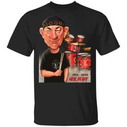 neil peart t-shirt in loving memory drummer legend cartoon style tee