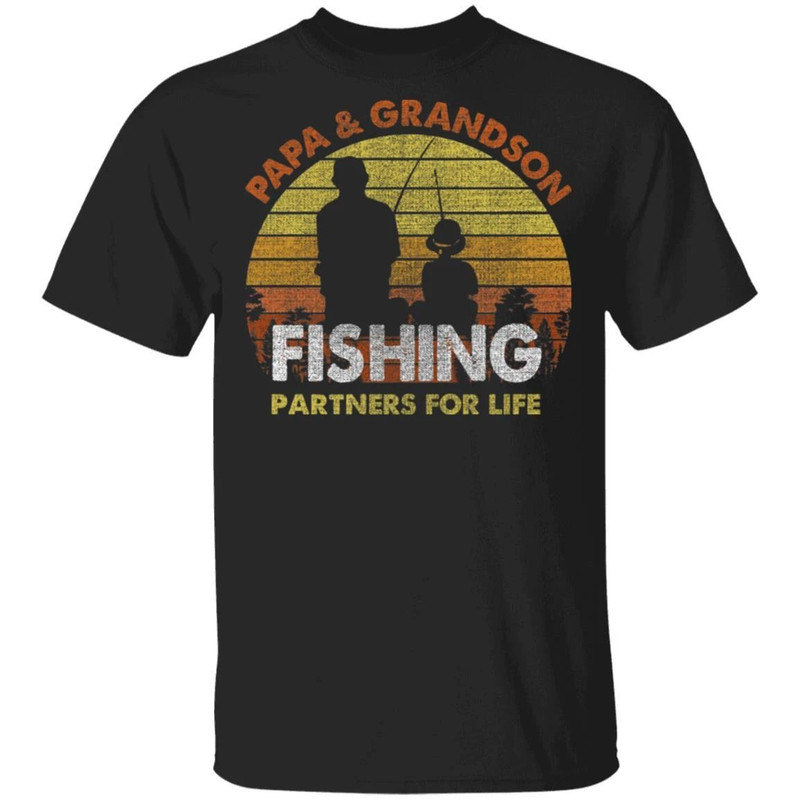 Papa And Grandson Fishing Partners For Life T-Shirt Fishing Lover All Day Tee.jpg