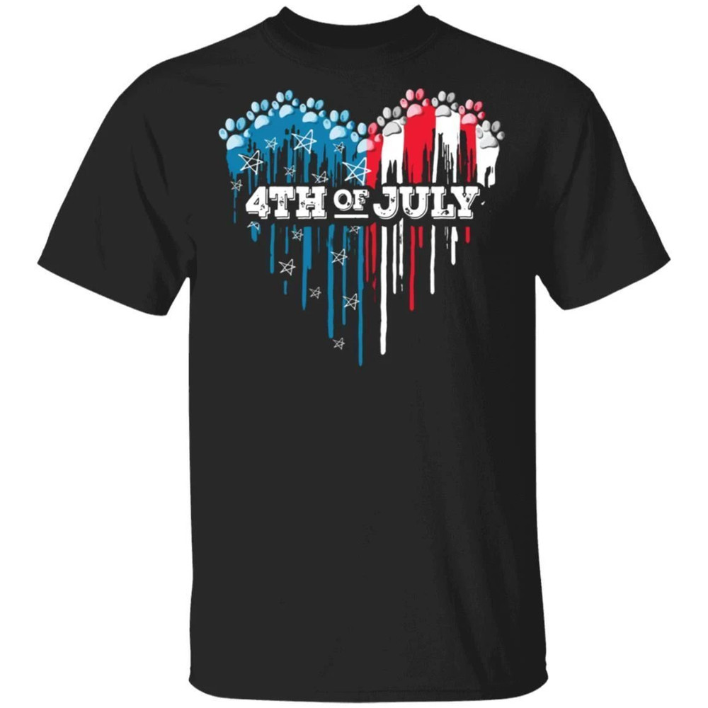 Paws Heart 4th Of July T-shirt Patriot Tee For Dogs And Cats Lovers All Day Tee.jpg