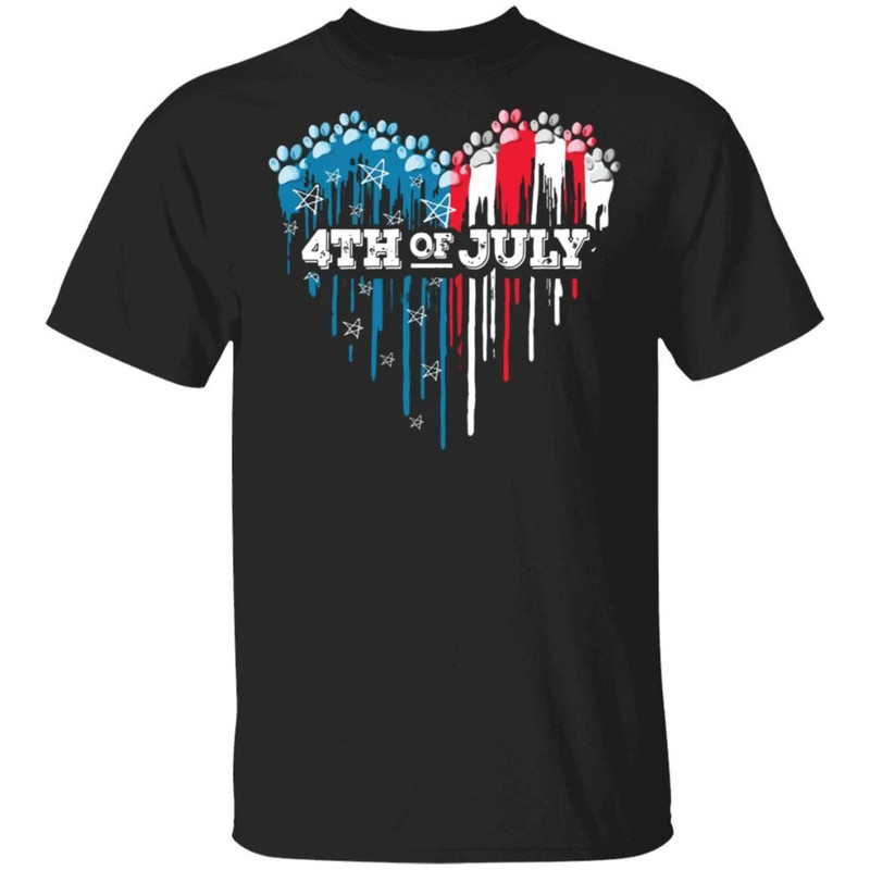 Paws Heart 4th Of July T-shirt Patriot Tee For Dogs And Cats Lovers All Day Tee.jpg