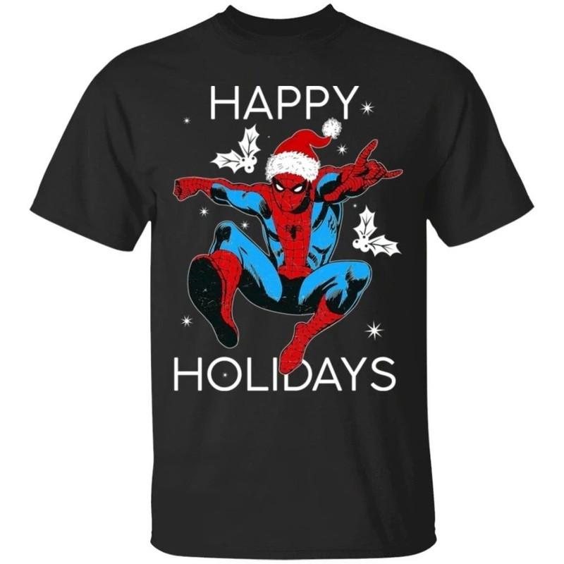Spider-Man Costume Santa Happy Holidays Christmas T-Shirt Gift Idea All Day Tee.jpg
