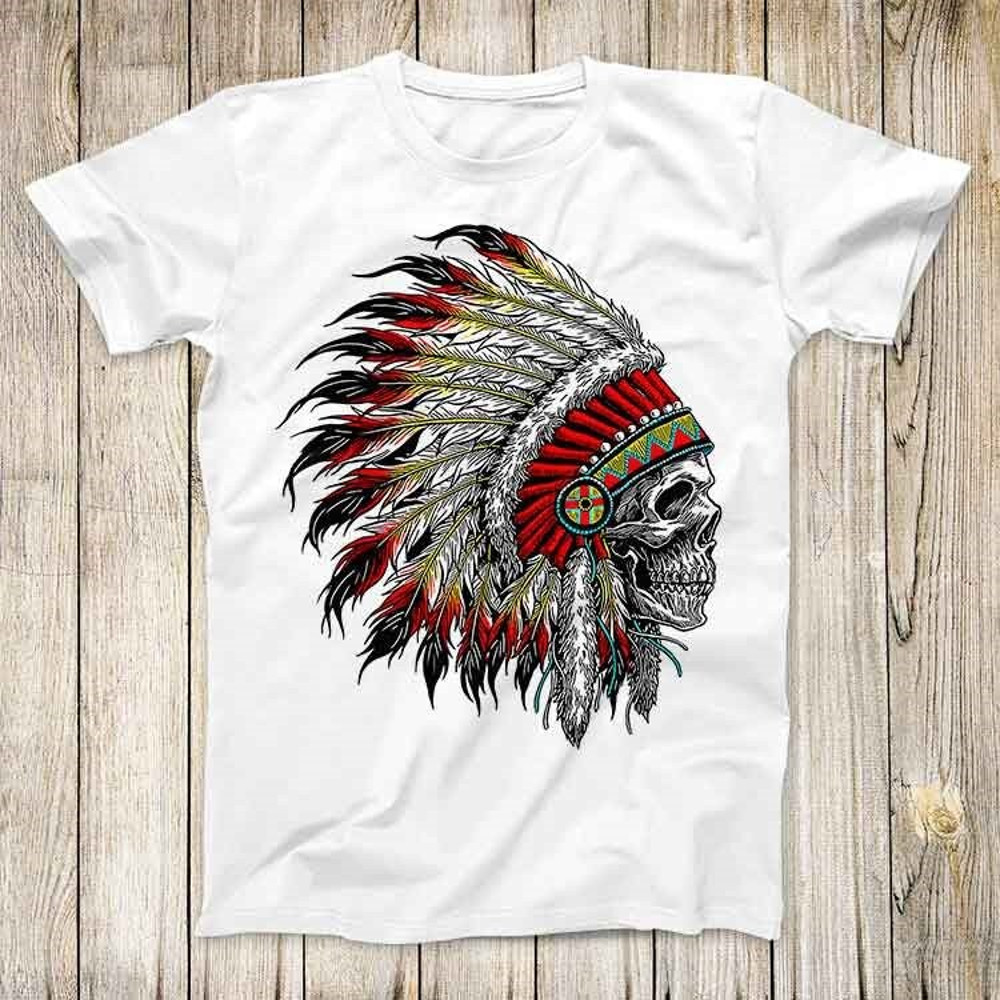 American Indian Skull Hipster Hippie Cool Punk Top Tee Best Cute Gift Mens Women Unisex T Shirt 3026.jpg
