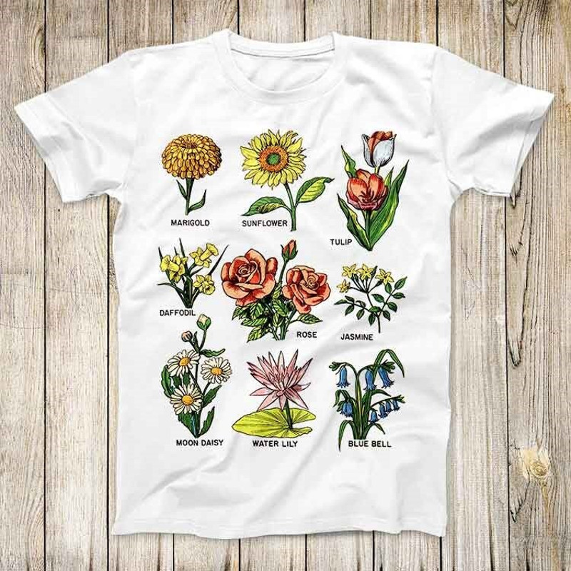 British Wild Flowers Rose Daffodil Sunflower Marigold Jasmine Top Tee Best Cute Gift Mens Women Unisex T Shirt 3021.jpg