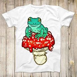 frog on magic mushroom top tee best seller birthday gift men women unisex t shirt 3195