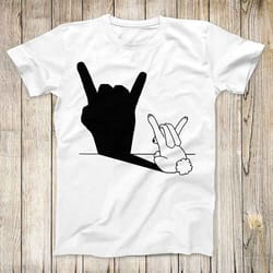 rabbit rock and roll hand shadow top tee best cute gift mens women unisex t shirt 3029