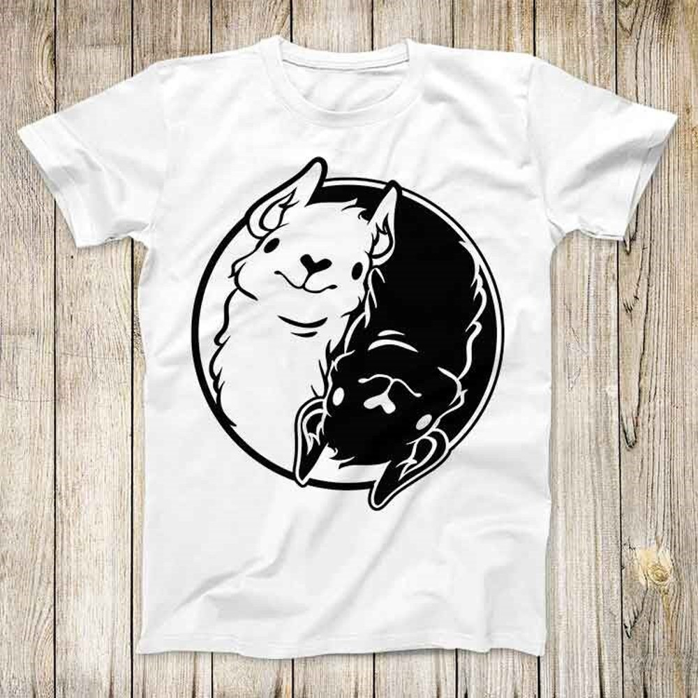 Yin Yang Llama Pet Lover Zoo Funny Top Tee Best Cute Gift Men Women Unisex Retro Style T Shirt 3190.jpg