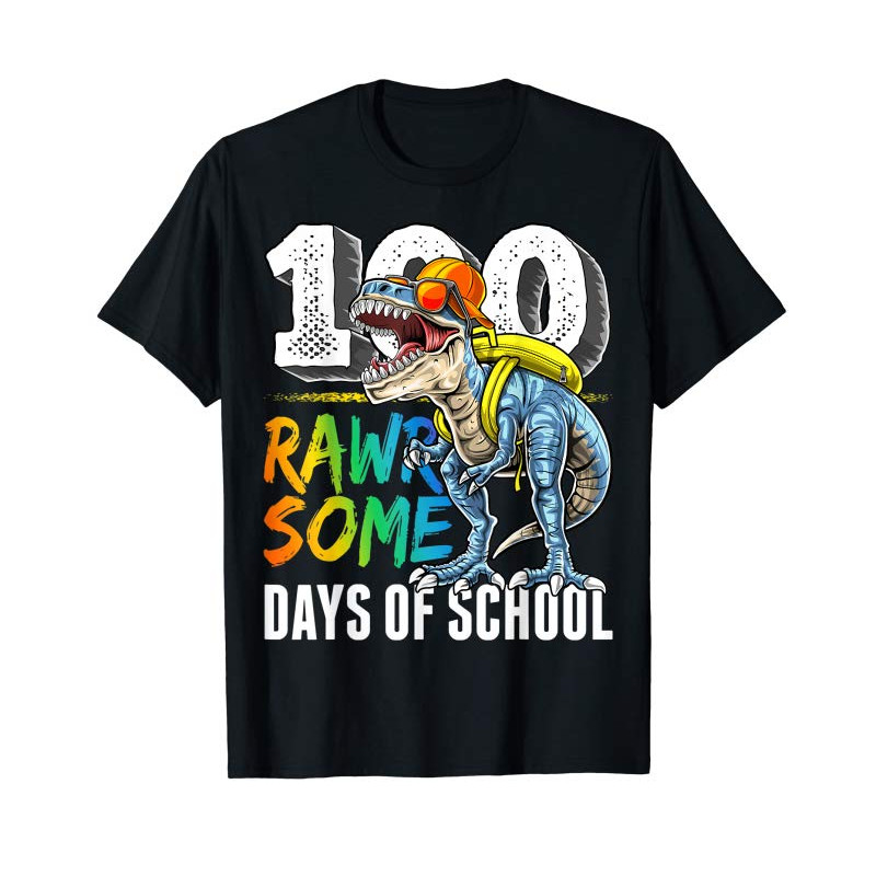 Adorable 100 Rawrsome Days Of School Dinosaur 100th Day Of School Boy T-Shirt - Tees.Design.png