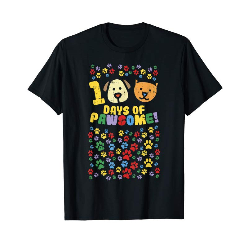 Adorable 100th Day Of School Shirt 100 Days Of Pawsome Dog Cat Paws - Tees.Design.png
