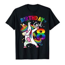 adorable 8 years old kid 8th birthday gift dabbing unicorn t-shirt