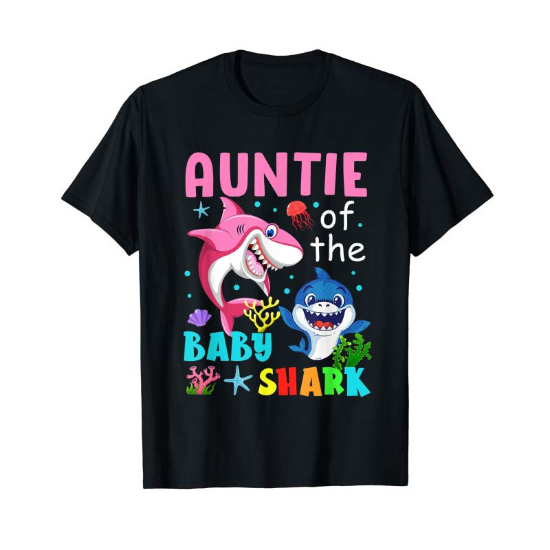 Adorable Auntie Of The Baby Shark T-Shirt Birthday Auntie Shark - Tees.Design.png