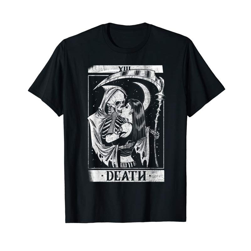 Adorable Blackcraft Vintage Death The Grim Reaper Kiss Tarot Card T-Shirt - Tees.Design.png