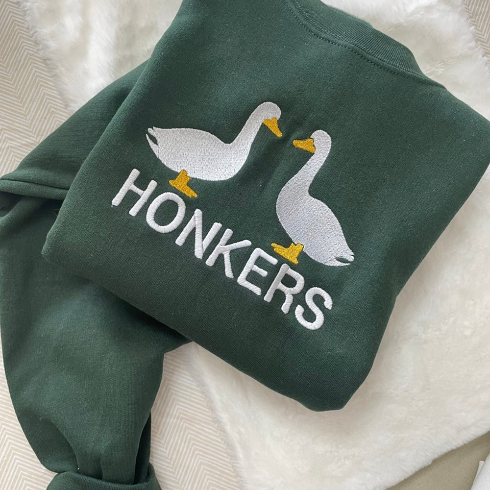 Honkers Embroidered Sweatshirt- Y2K Style Embroidered Crewneck unisex Sweatshirt- funny clothing- gifts -silly goose - university crewneck1.jpg
