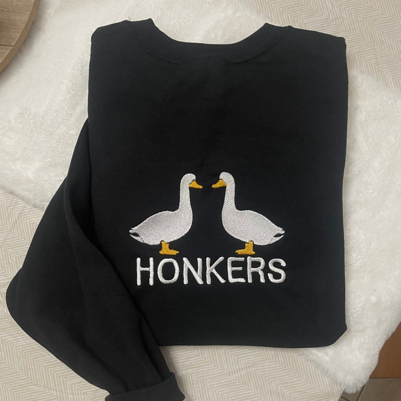 Honkers Embroidered Sweatshirt- Y2K Style Embroidered Crewneck unisex Sweatshirt- funny clothing- gifts -silly goose - university crewneck2.jpg