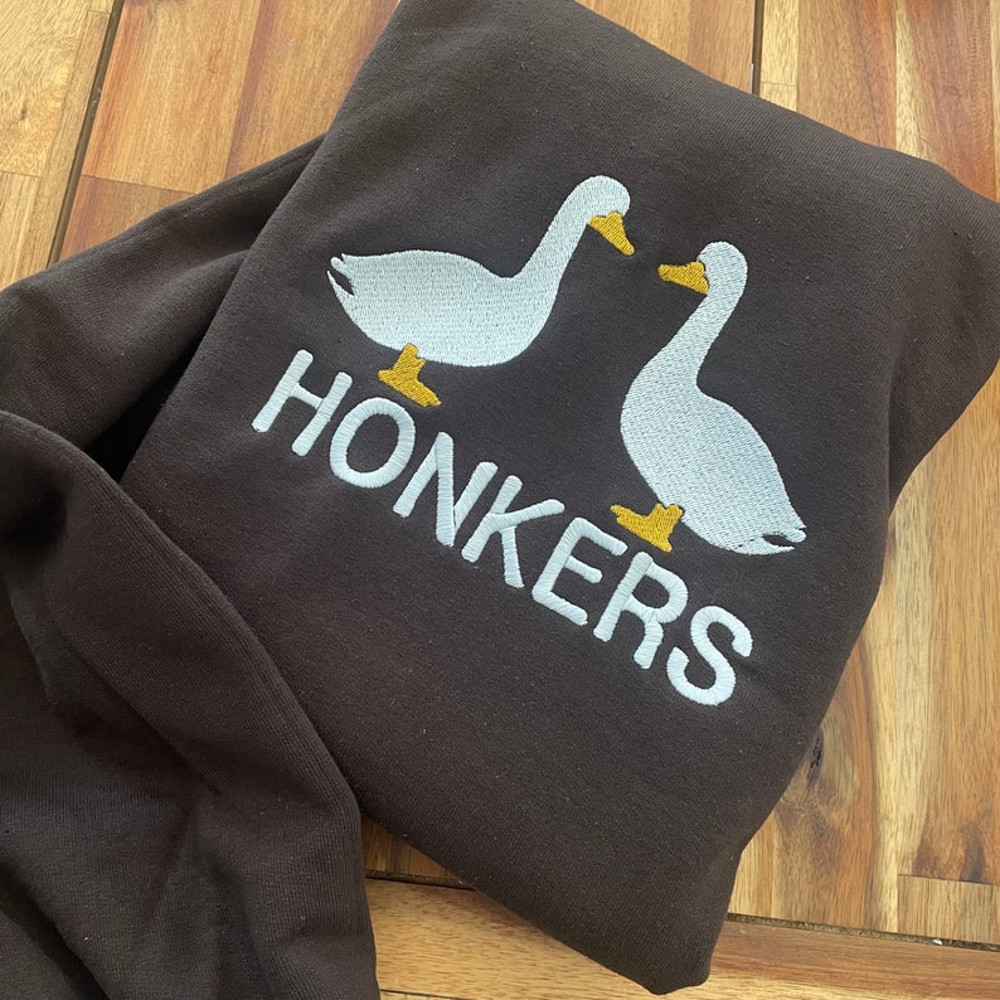 Honkers Embroidered Sweatshirt- Y2K Style Embroidered Crewneck unisex Sweatshirt- funny clothing- gifts -silly goose - university crewneck3.jpg