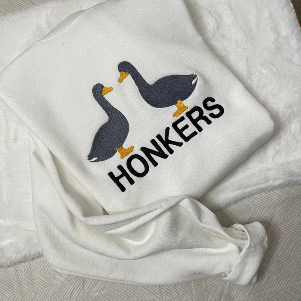 Honkers Embroidered Sweatshirt- Y2K Style Embroidered Crewneck unisex Sweatshirt- funny clothing- gifts -silly goose - university crewneck5.jpg
