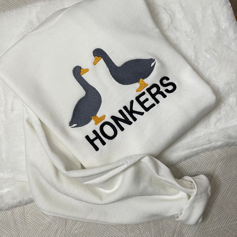 Honkers Embroidered Sweatshirt- Y2K Style Embroidered Crewneck unisex Sweatshirt- funny clothing- gifts -silly goose - university crewneck5.jpg