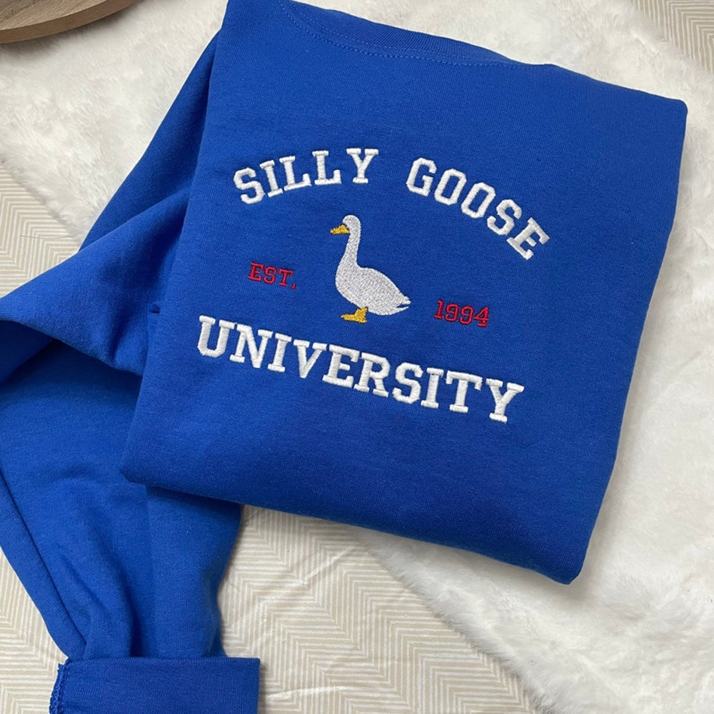 Silly Goose University Embroidered Sweatshirt- Y2K Style Embroidered Crewneck unisex Sweatshirt- funny clothing- gifts5.jpg