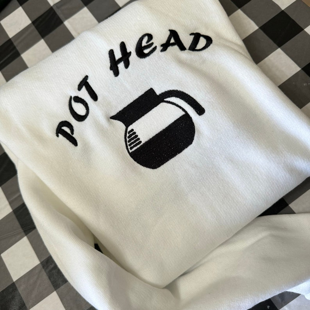 Pot Head Coffee Embroidered Sweatshirt- Y2K Style Embroidered Crewneck unisex Sweatshirt- funny clothing- gifts - addict - gifts for her6.jpg