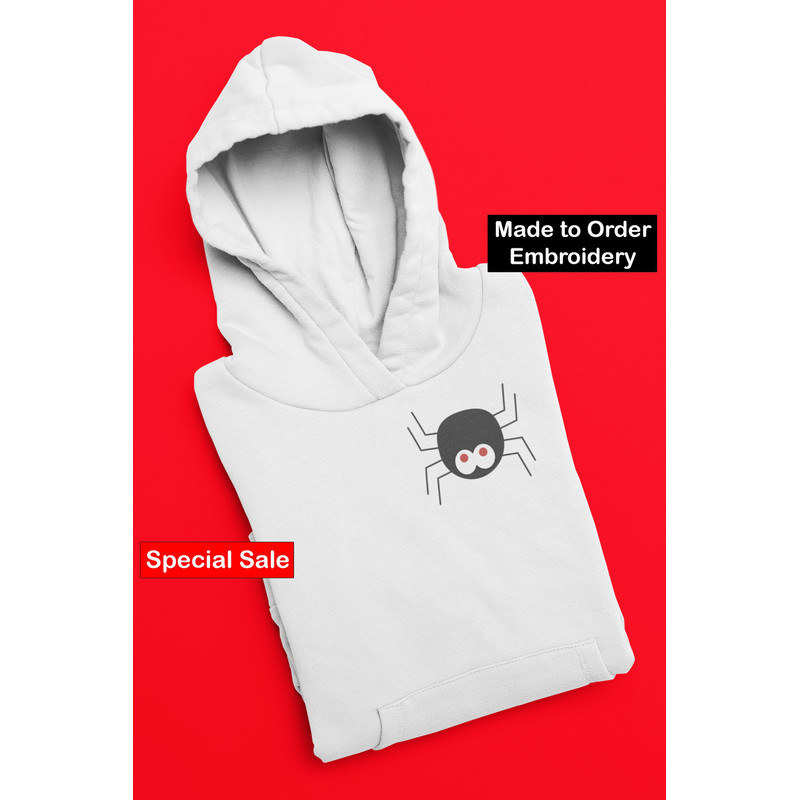 Cute Spider Embroidered Hoodie Halloween Gift Spider Hoodie Nature Sweatshirt Aesthetic Halloween Hoodie.jpg