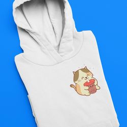 embroidered hoodie cat boba tea hoodie boba tea shirt custom embroidery sweatshirt crewneck embroidery gift