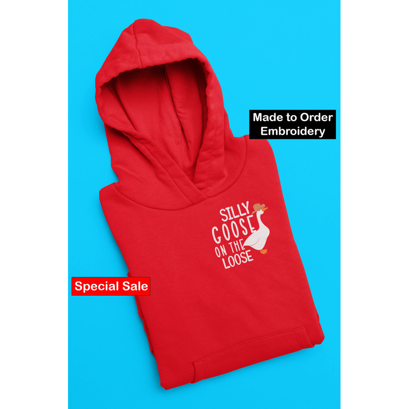 Goose Embroidered Hoodie Goose Sweatshirt Nature Hoodie Valentine Gift For Women Essentials Hoodie 1.jpg