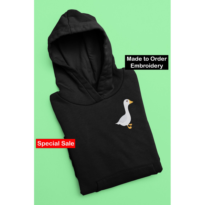 Goose Embroidered Hoodie Goose Sweatshirt Nature Hoodie Valentine Gift For Women Essentials Hoodie.jpg
