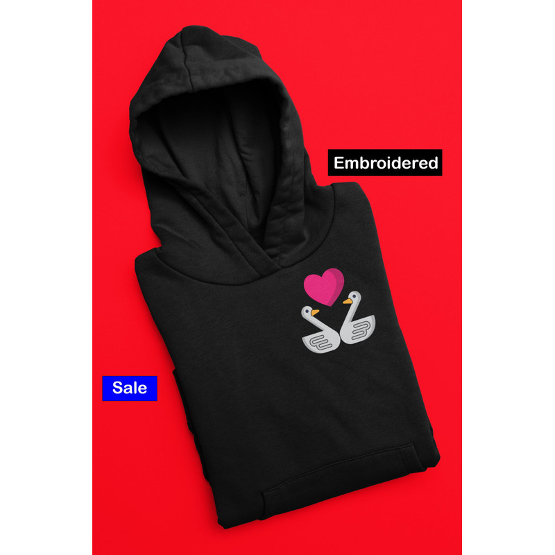 Goose Love Embroidered Hoodie Goose Sweatshirt Nature Hoodie Valentine Gift For Women Essentials Hoodie.jpg