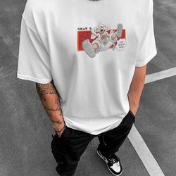 luffy gear 5 frame anime embroidered shirt