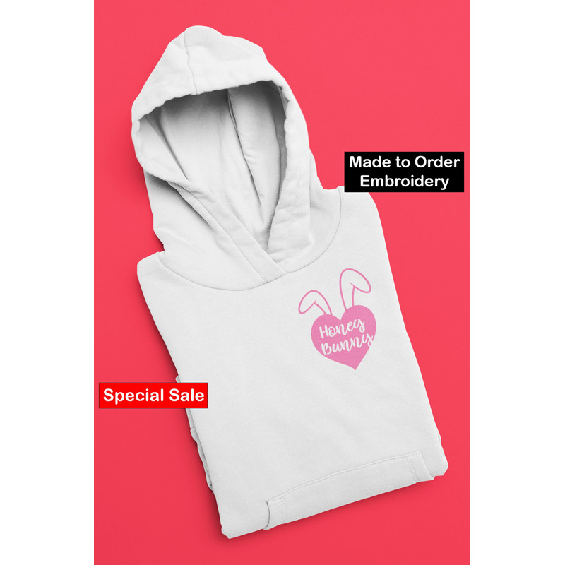 Honey Bunny Embroidered Hoodie Valentine Gift Aesthetic Hoodie Trendy Hoodie Girlfriend Gift Valentine Day Gift.jpg