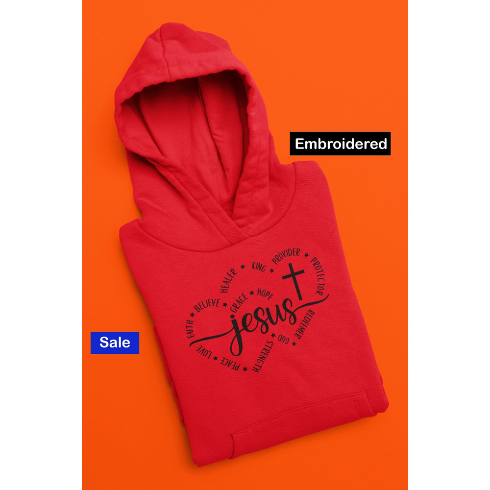 Jesus Christian Embroidered Hoodie Faith Embroidery Sweatshirt Christian Hoodie God Faith Over Fear Faith Gift 2.jpg