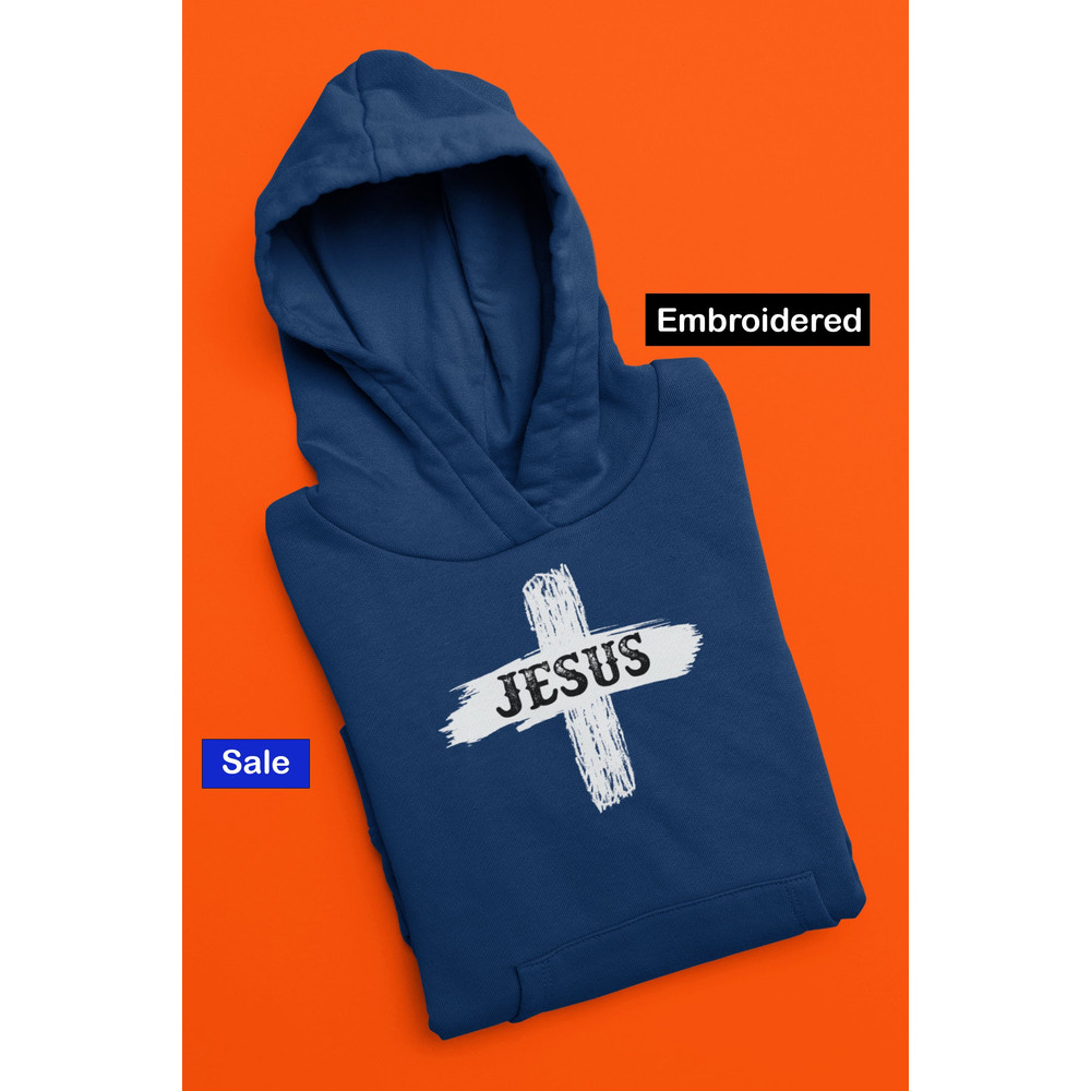 Jesus Christian Embroidered Hoodie Faith Embroidery Sweatshirt Christian Hoodie God Faith Over Fear Faith Gift.jpg