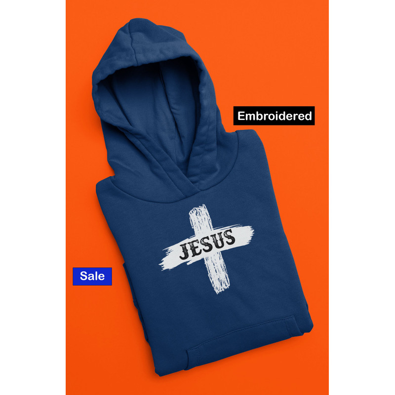 Jesus Christian Embroidered Hoodie Faith Embroidery Sweatshirt Christian Hoodie God Faith Over Fear Faith Gift.jpg
