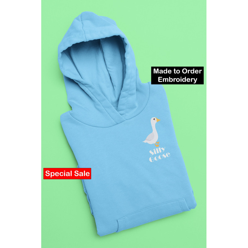 Silly Goose Embroidered Hoodie Goose Sweatshirt Nature Hoodie Valentine Gift For Women Essentials Hoodie.jpg