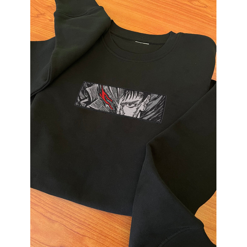 GUTS BLACK AND WHITE FRAME ANIME Embroidered Sweat4.jpg