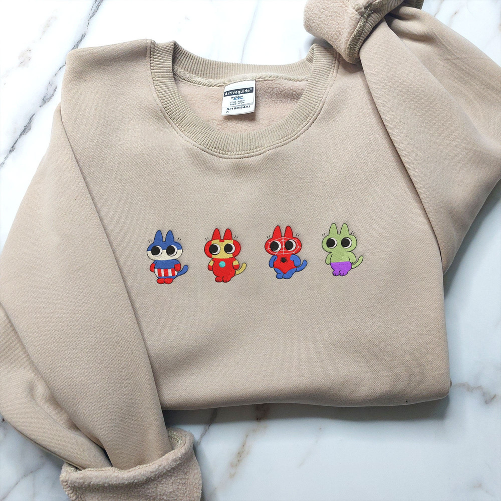 Cat Marvel Embroidered Sweatshirts, Superhero Embroidered Shirt, Funny Crewneck, Marvel Friends Shirt, Christmas Shirt, Cat Lover EH330.jpg