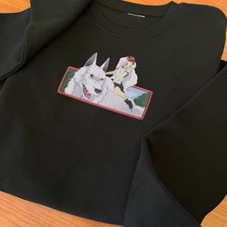 princess mononoke frame anime embroidered sweatshirt